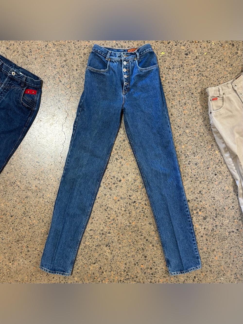 Lawman High Rise Western Jeans (Waist 24) Denim, Cowgirl, Buttons, Blue